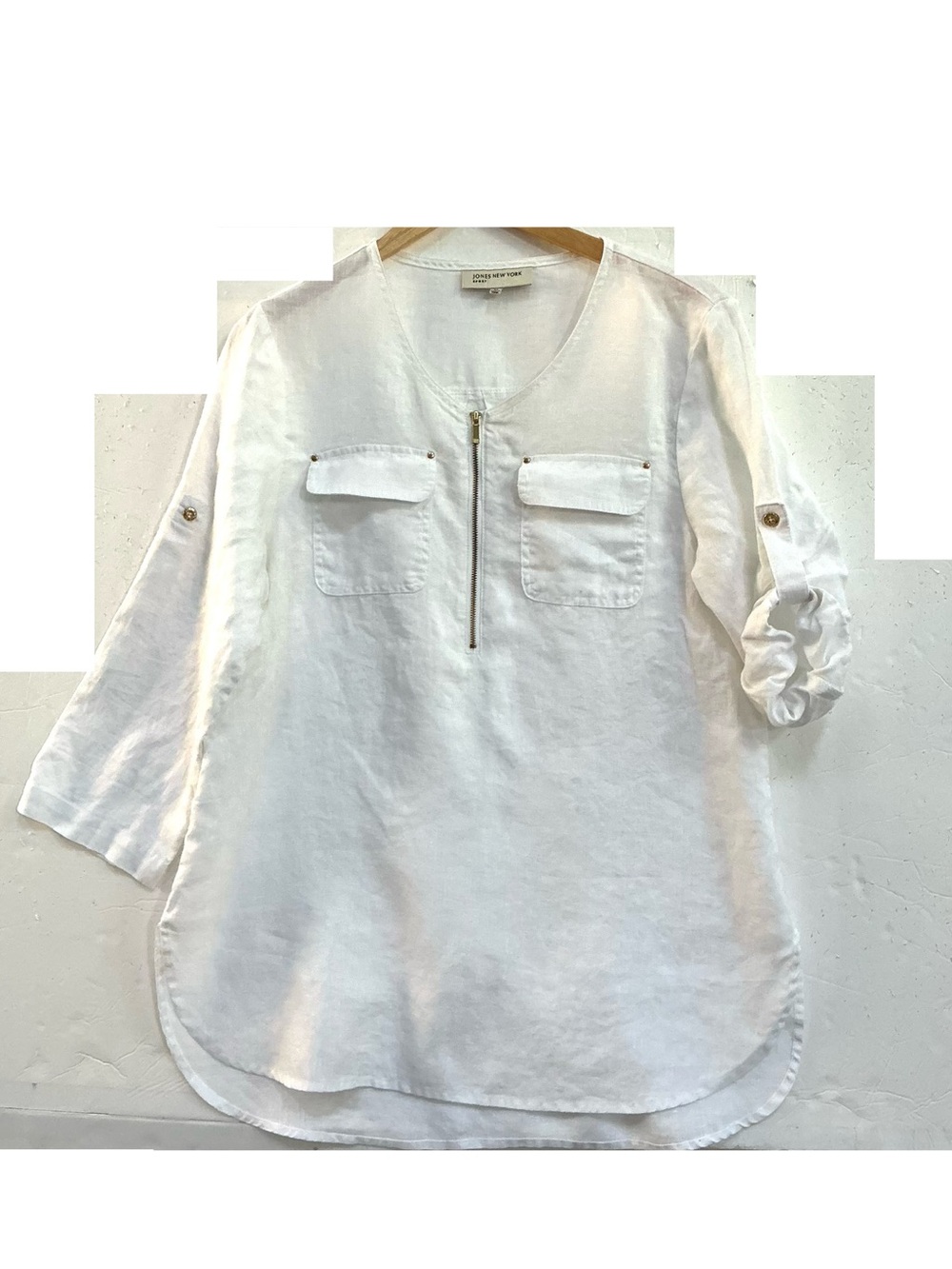 White Linen Shirt with Pockets by Jones New York size M